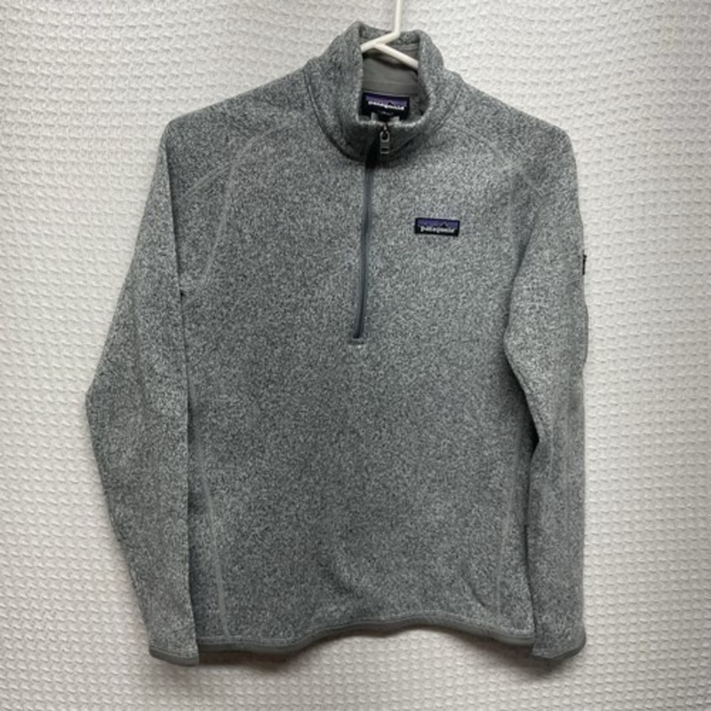 Patagonia Pelican Beige 1/4 Zip MockNeck Fleece Sweater Women Small Thailand‎